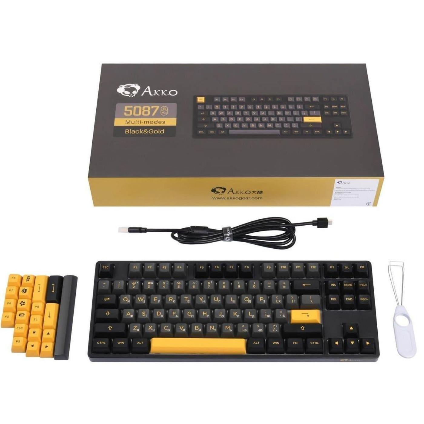 Клавіатура Akko 5087B Plus RGB CS Silver Switches Black/Gold (6925758620291) Б/в