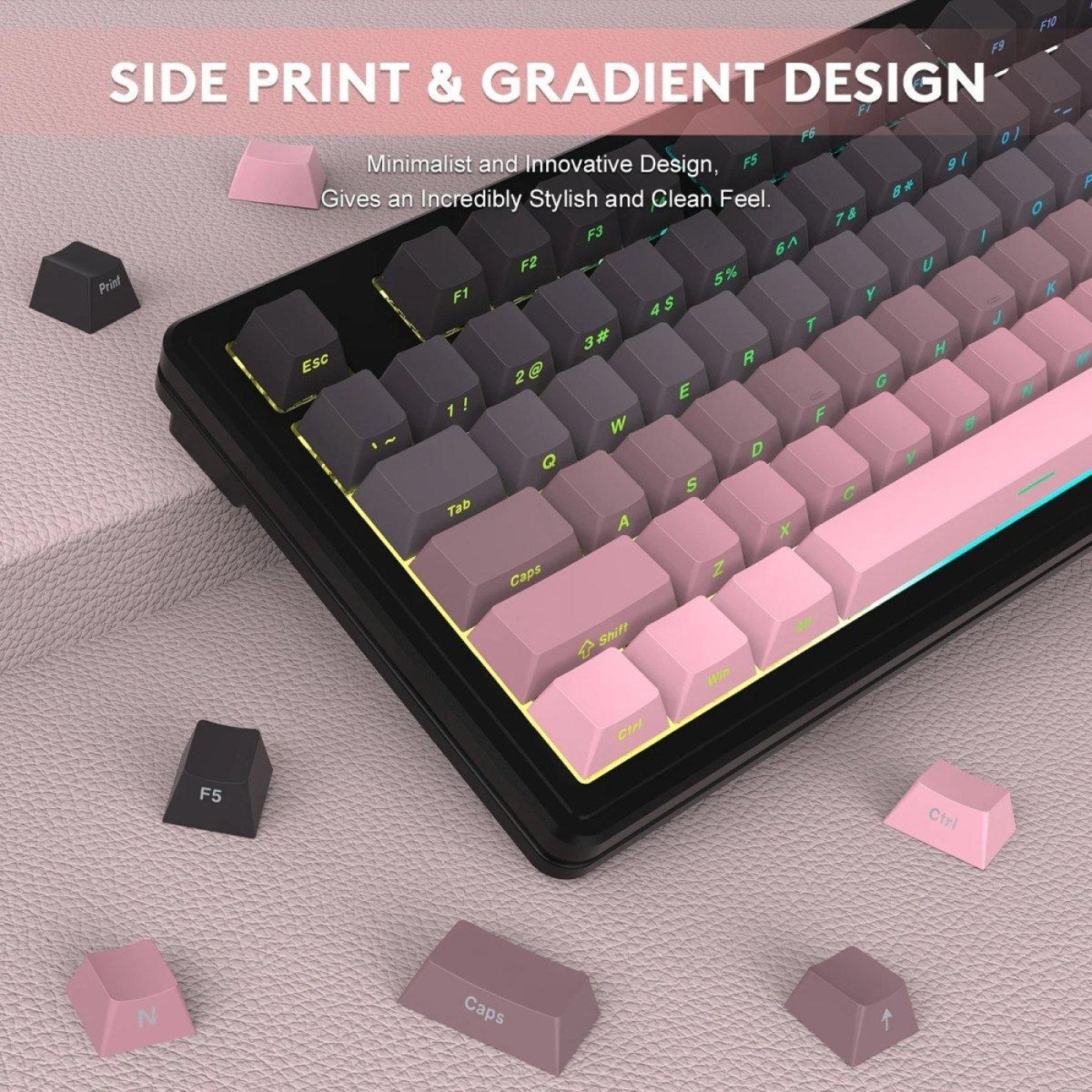 Клавіатура Attack Shark M87 Pro V2 RGB Linear White Jade Switch Wireless (AS-6972792470467-B) Gradient Pink (G-000003997)