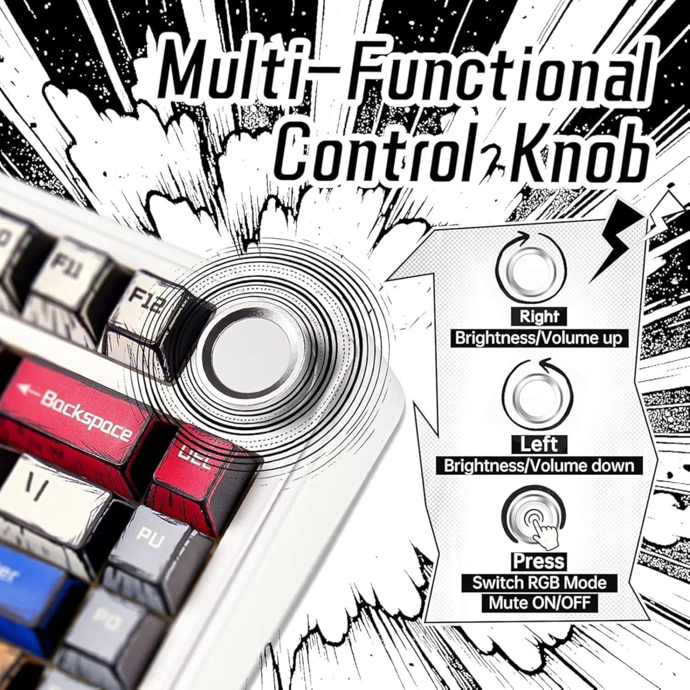 Клавіатура Aula F75 Gasket Reaper Hot-Swap PBT 2.4G Wireless/BT EN/UA Comic (6978080501578)