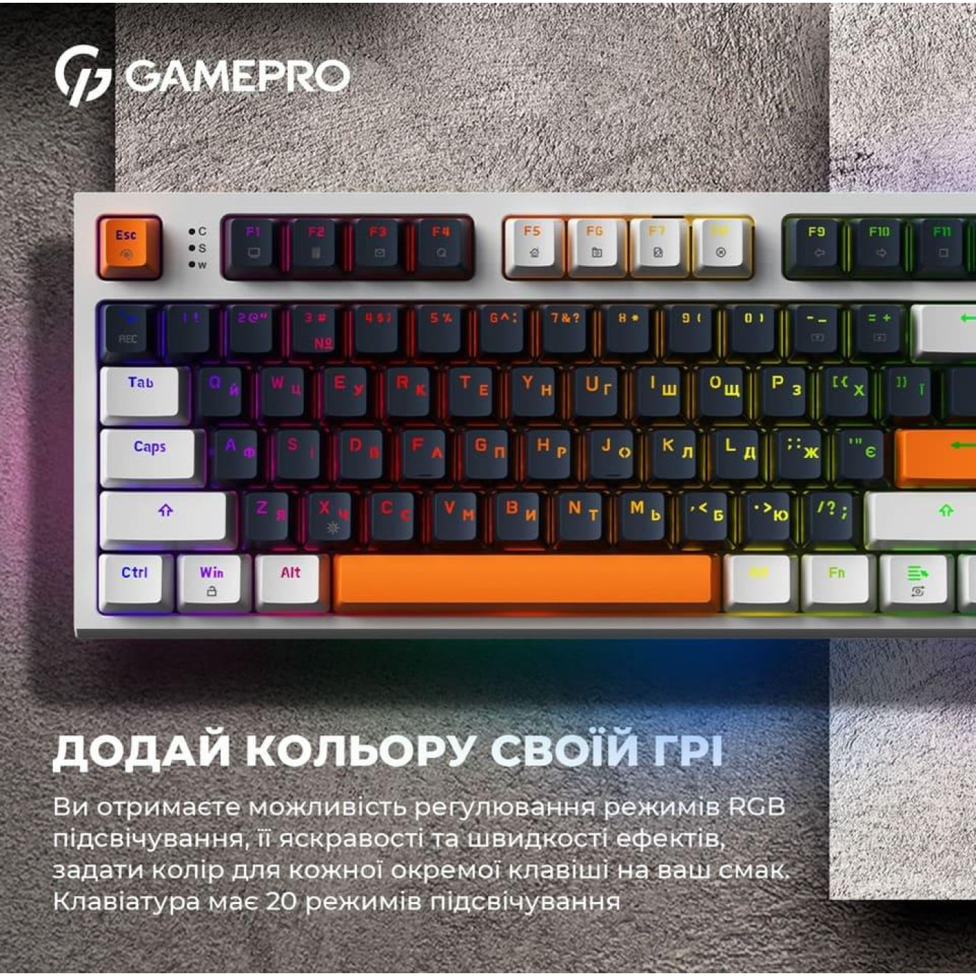 Клавиатура GamePro MK180W Outemu Red Hot-Swap RGB USB White (MK180W)