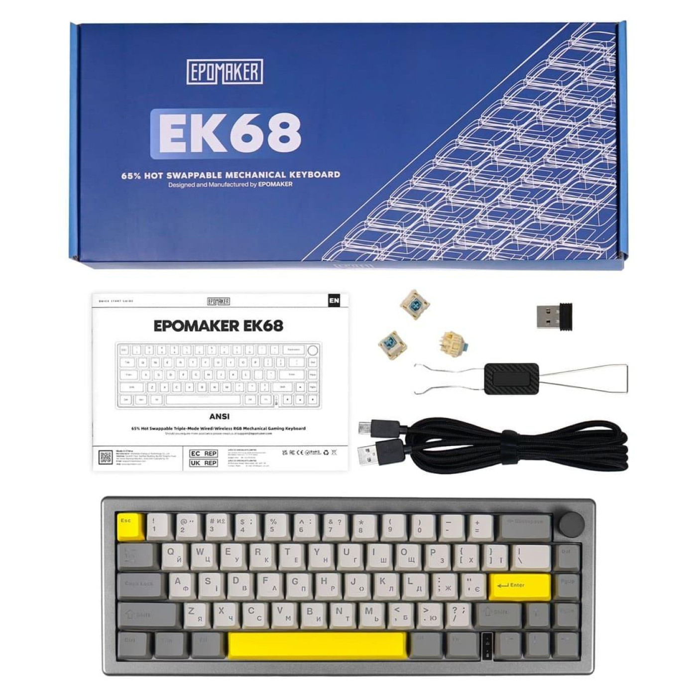 Клавиатура Epomaker EK68 Budgerigar V2 Black (EK68-B-BV2)