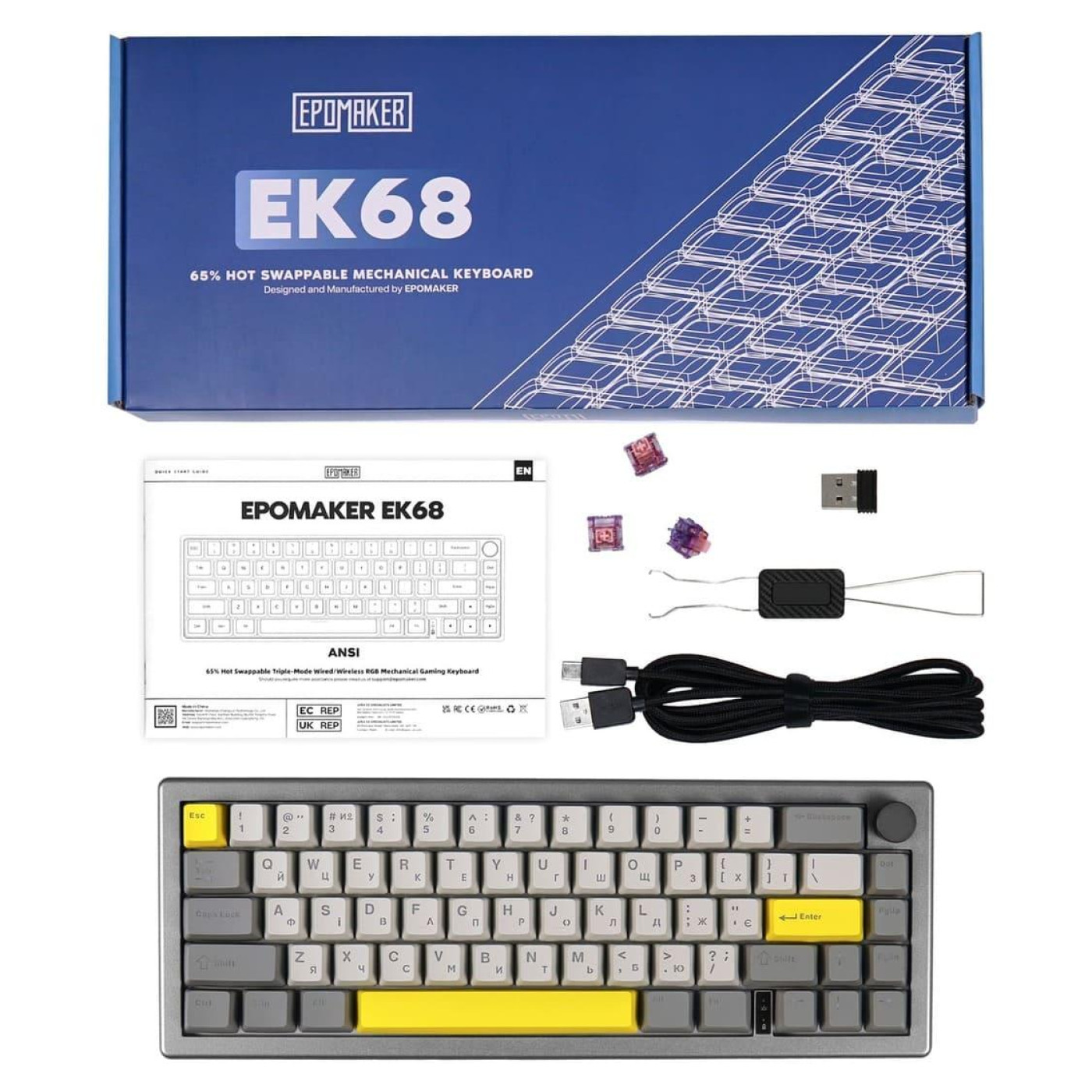 Клавиатура Epomaker EK68 Flamingo Black (EK68-B-F)