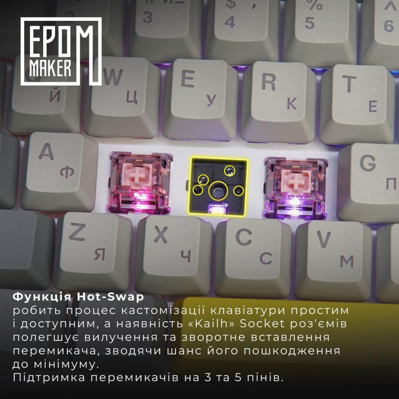 Клавиатура Epomaker EK68 Flamingo Black (EK68-B-F)