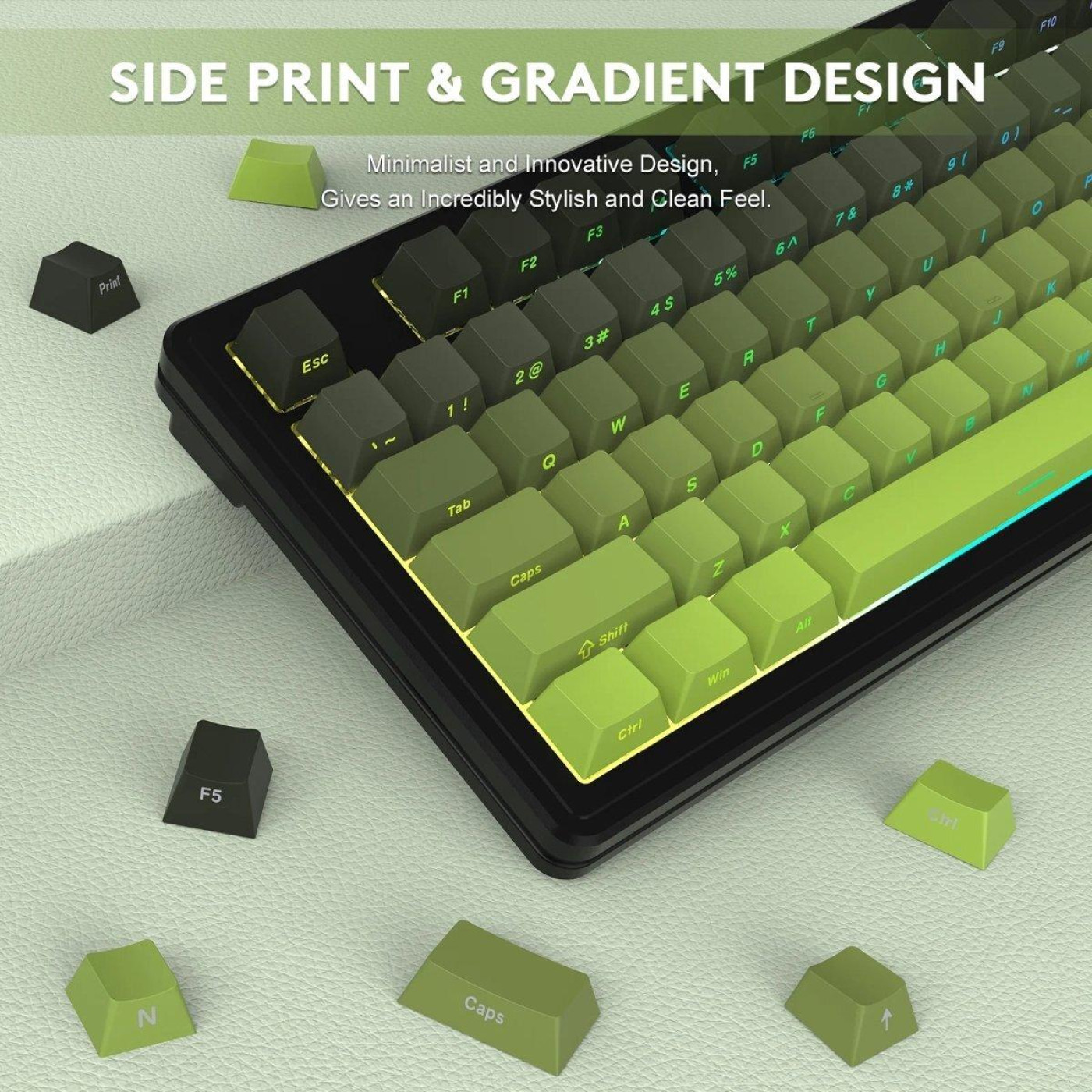 Клавіатура Attack Shark M87 Pro V2 RGB Linear White Jade Switch Wireless (AS-697279247163-M) Gradient Green (G-000003998)