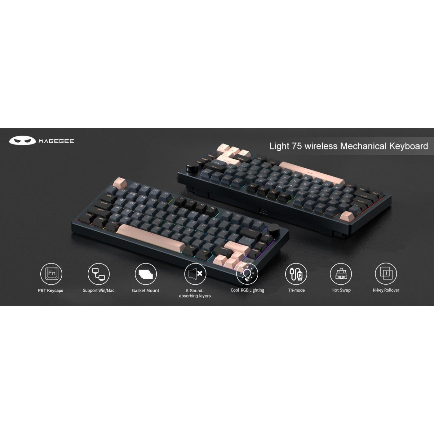 Клавиатура MageGee Light 75 RGB Pink Bear Switch Wireless (6971969728820-UA) Royal Blue (G-000003942)