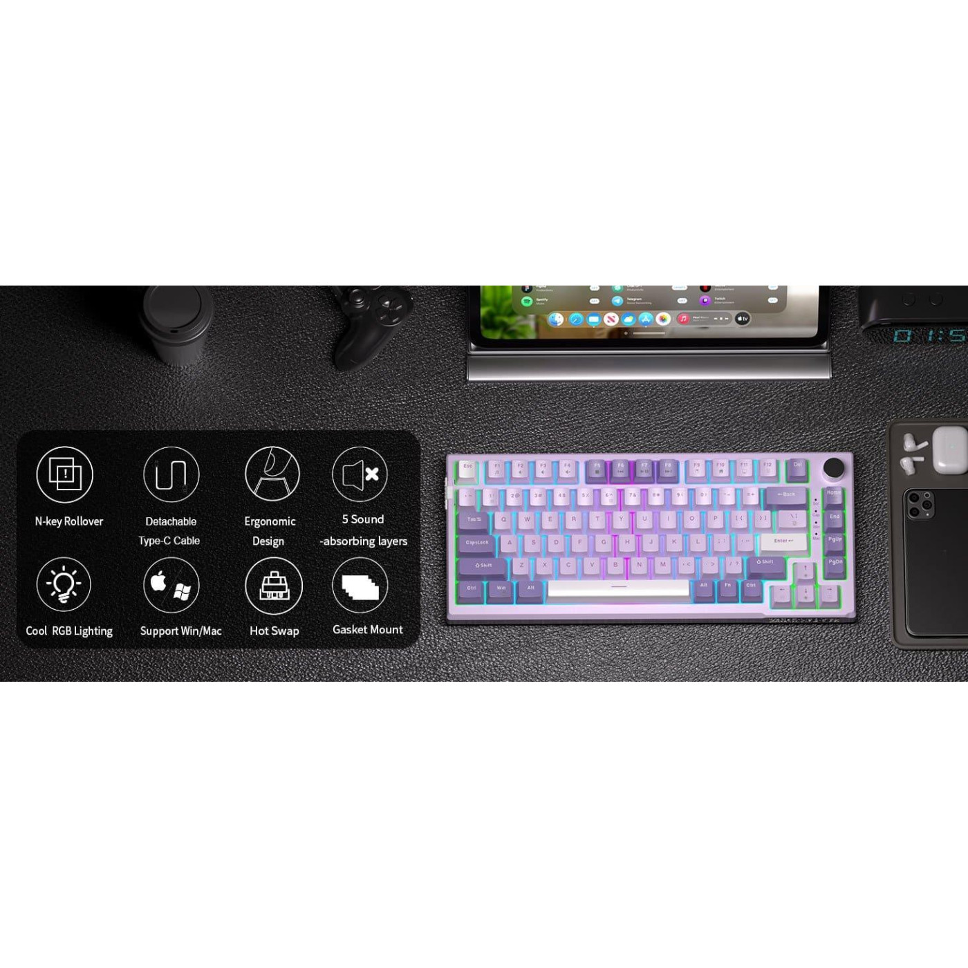 Клавиатура MageGee SKY 81 RGB Violet Switch (6971969727939) Violet (G-000003955)
