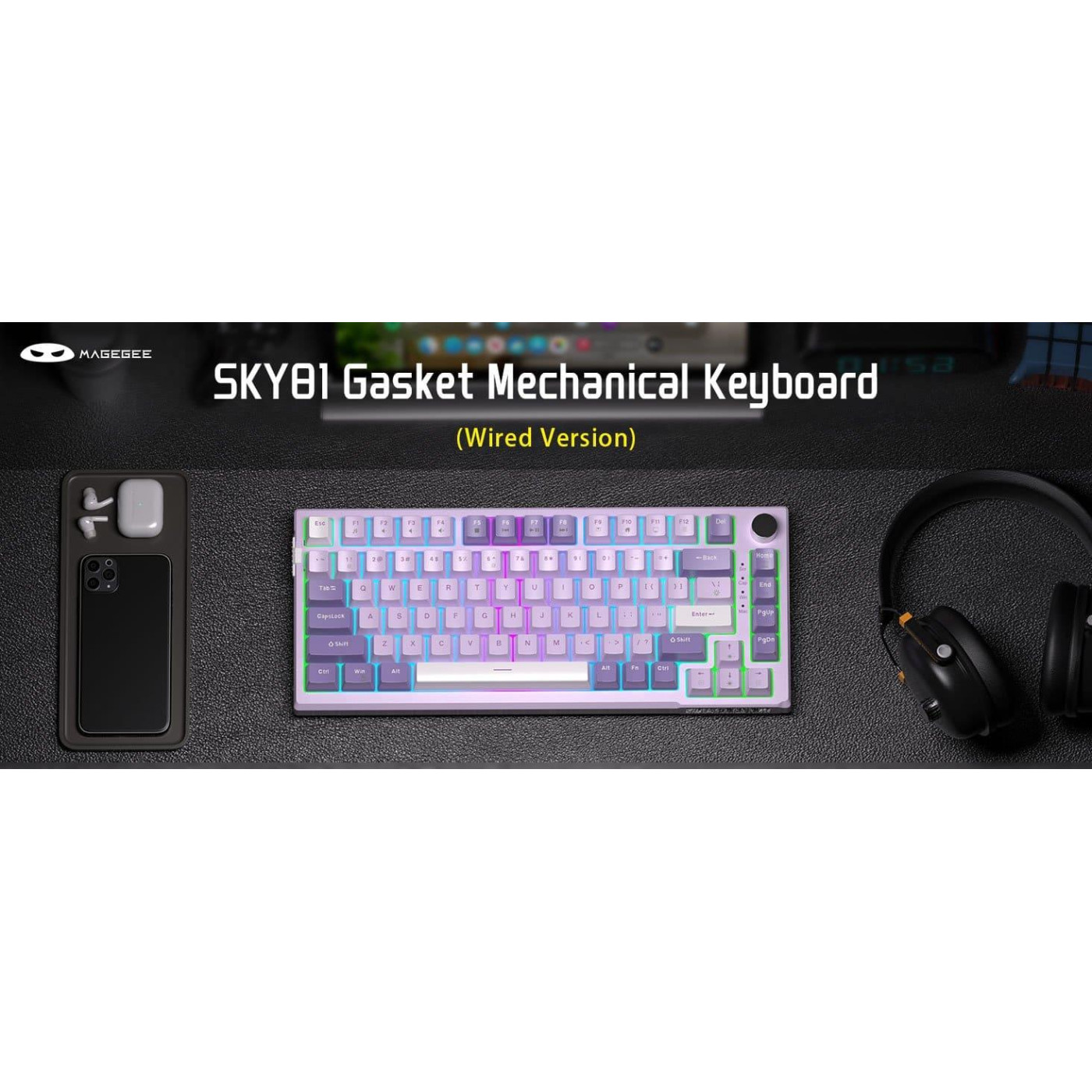 Клавиатура MageGee SKY 81 RGB Violet Switch (6971969727939) Violet (G-000003955)
