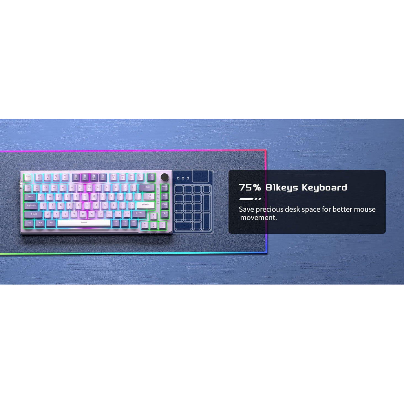 Клавиатура MageGee SKY 81 RGB Violet Switch (6971969727939) Violet (G-000003955)