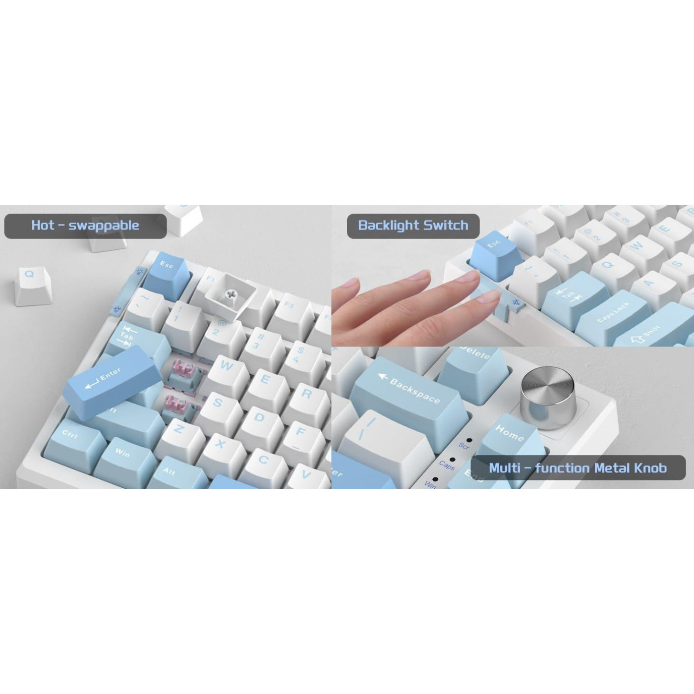 Клавиатура MageGee SKY 81 RGB Pink Bear Switch (6971969728844-UA) Ice Sea Blue (G-000003954)