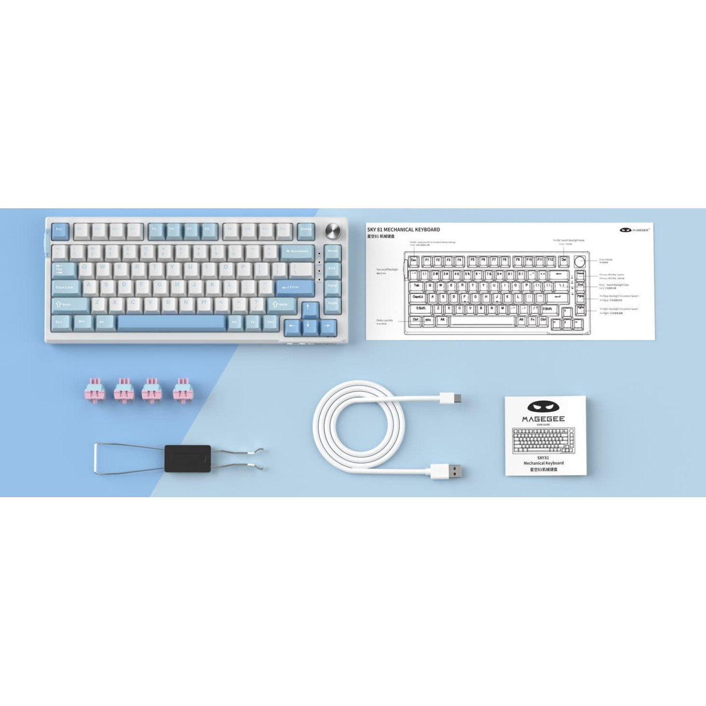 Клавиатура MageGee SKY 81 RGB Pink Bear Switch (6971969728844-UA) Ice Sea Blue (G-000003954)