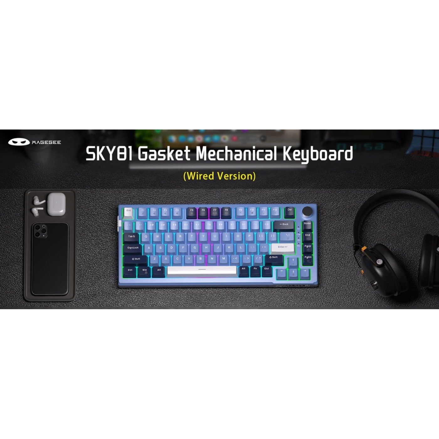 Клавиатура MageGee SKY 81 RGB Blue Whale Switch (6971969727922) Prussian Blue (G-000003953)