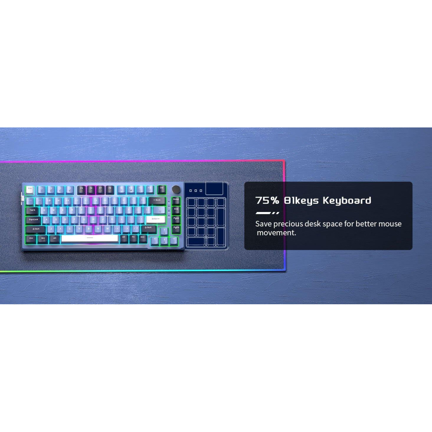 Клавиатура MageGee SKY 81 RGB Blue Whale Switch (6971969727922) Prussian Blue (G-000003953)