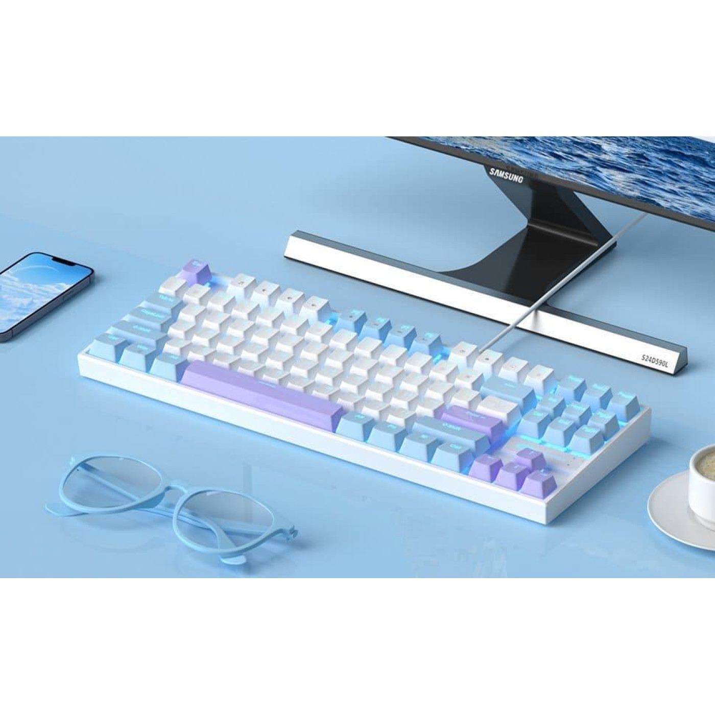 Клавиатура MageGee MK-STAR Red Switch (6971969721371-UA) Blue/White (G-000003951)