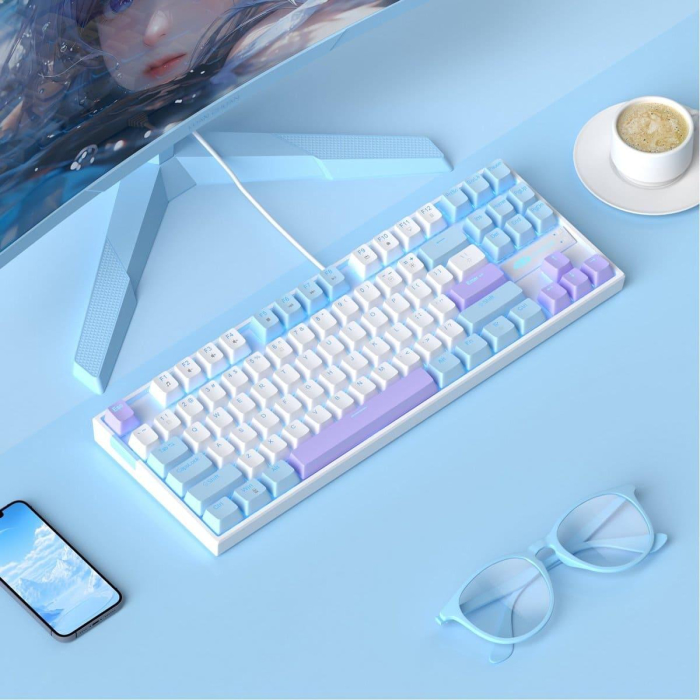 Клавиатура MageGee MK-STAR Red Switch (6971969721371-UA) Blue/White (G-000003951)