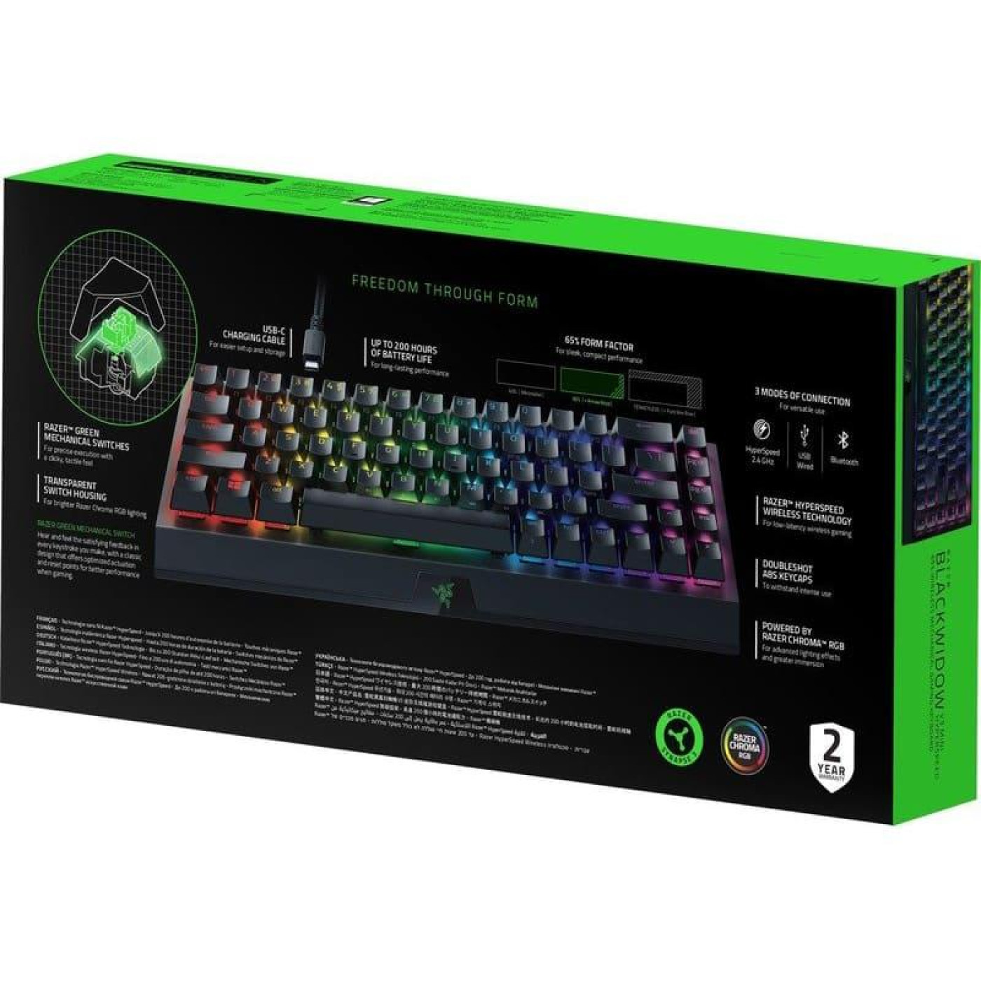 Клавіатура Razer BlackWidow V3 Mini Hyperspeed Green Wireless Black (RZ03-03891600-R3R1)