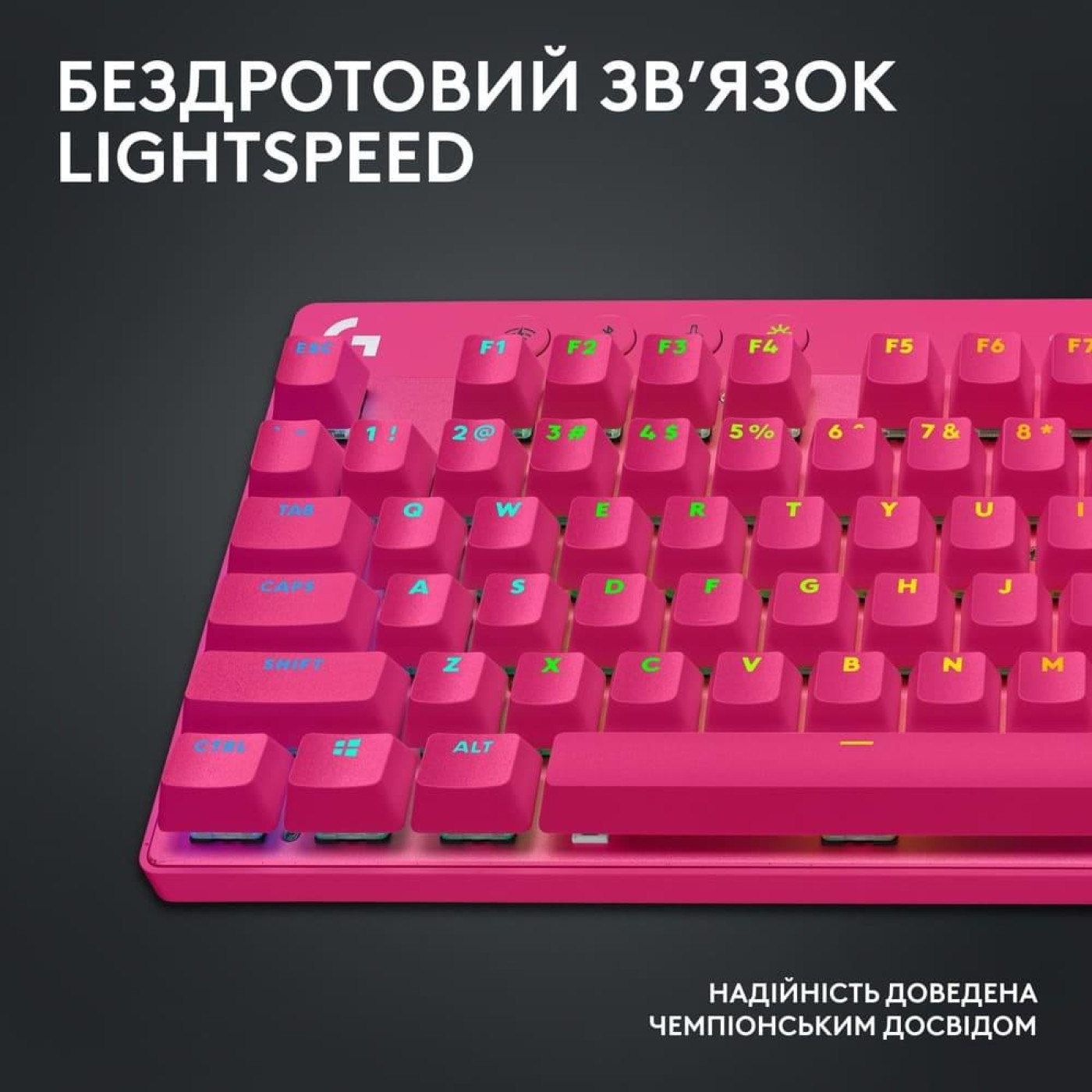 Клавіатура Logitech G PRO X TKL Lightspeed Gaming Magenta (920-012159)