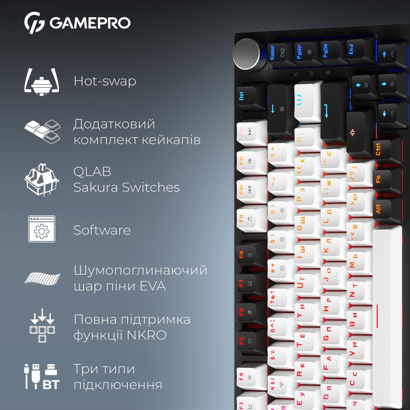 Клавиатура GamePro MK160 QLAB Sakura Switch Black (MK160-B-QS-PRO)