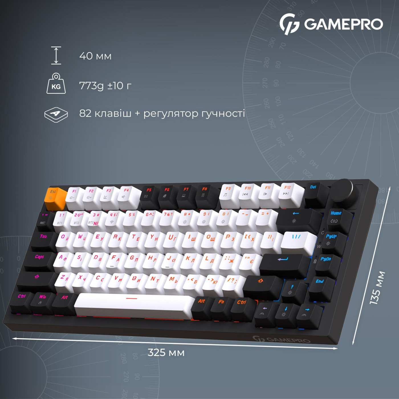 Клавиатура GamePro MK160 QLAB Sakura Switch Black (MK160-B-QS-PRO)