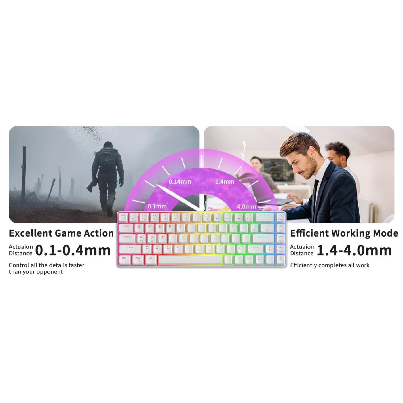 Клавиатура MageGee MK-BOX RGB Magnetic Amethyst Switch (6971969728653-UA) White (G-000003948)