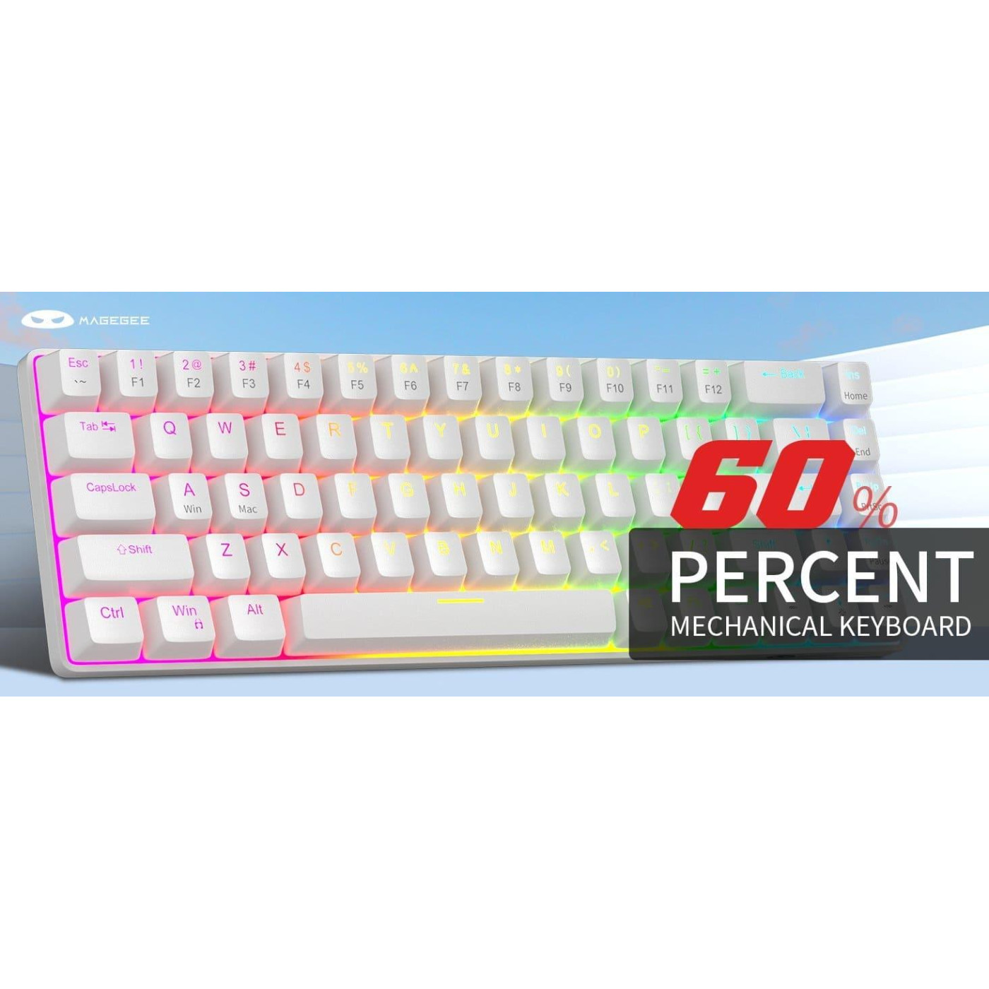 Клавиатура MageGee MK-BOX RGB Magnetic Amethyst Switch (6971969728653-UA) White (G-000003948)