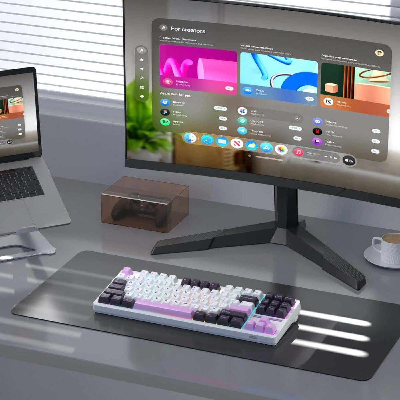 Клавиатура MageGee Light 87 RGB Ivory White Switch (6971969728745-UA) Purple Jade (G-000003946)