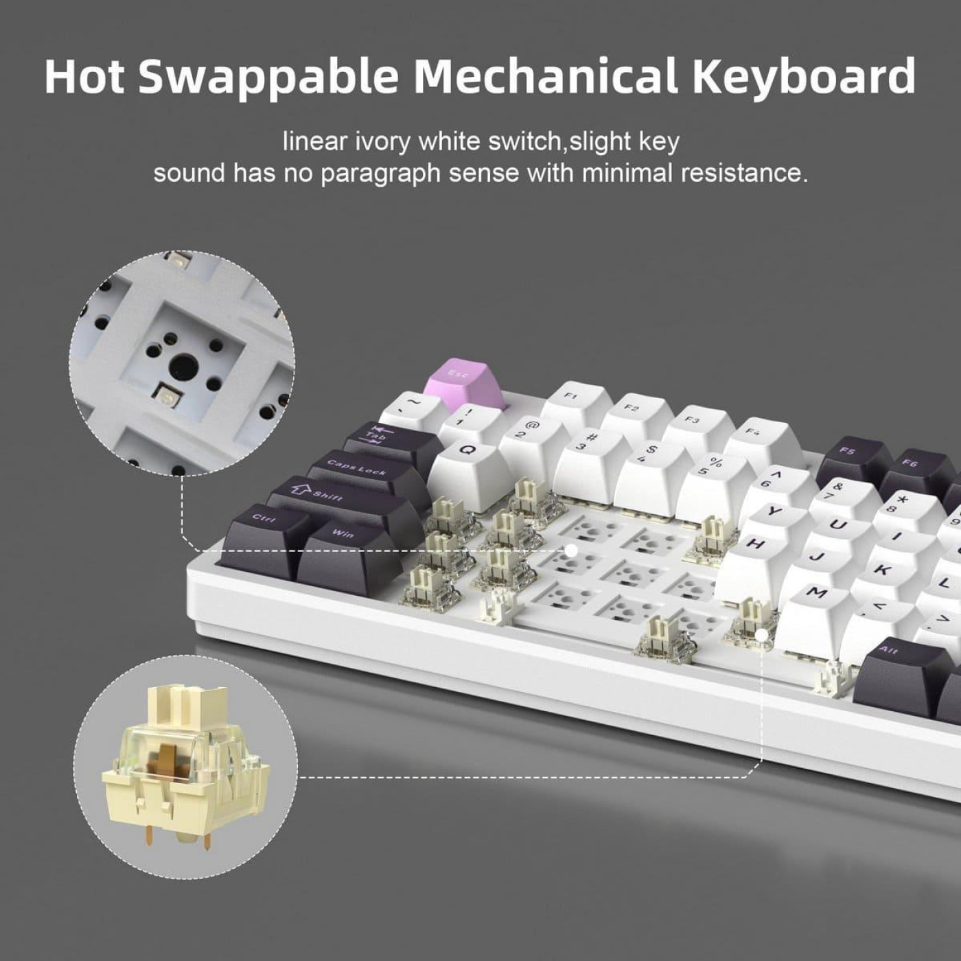 Клавиатура MageGee Light 87 RGB Ivory White Switch (6971969728745-UA) Purple Jade (G-000003946)
