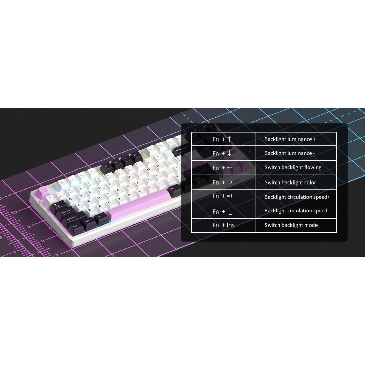Клавиатура MageGee Light 87 RGB Ivory White Switch (6971969728745-UA) Purple Jade (G-000003946)