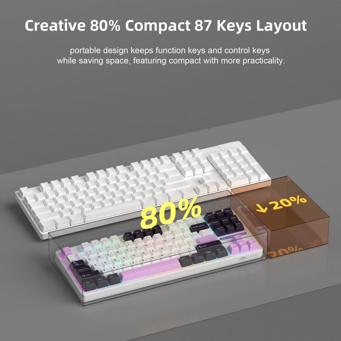Клавиатура MageGee Light 87 RGB Ivory White Switch (6971969728745-UA) Purple Jade (G-000003946)