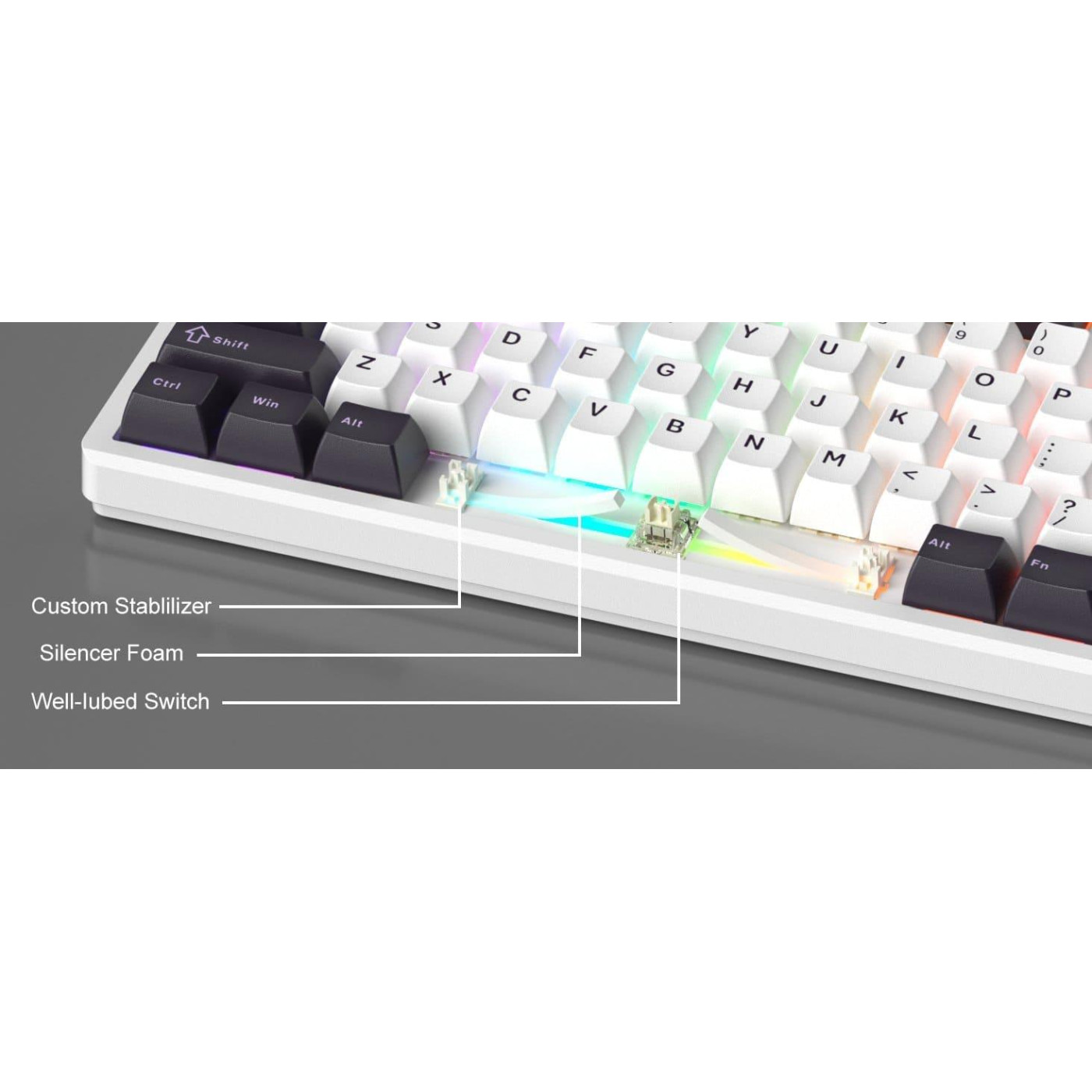 Клавиатура MageGee Light 87 RGB Ivory White Switch (6971969728745-UA) Purple Jade (G-000003946)
