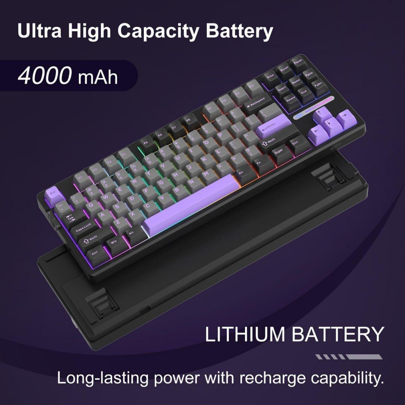 Клавиатура MageGee Light 87 RGB Blue Whale Switch Wireless (6971969728721-UA) Dark Purple (G-000003945)