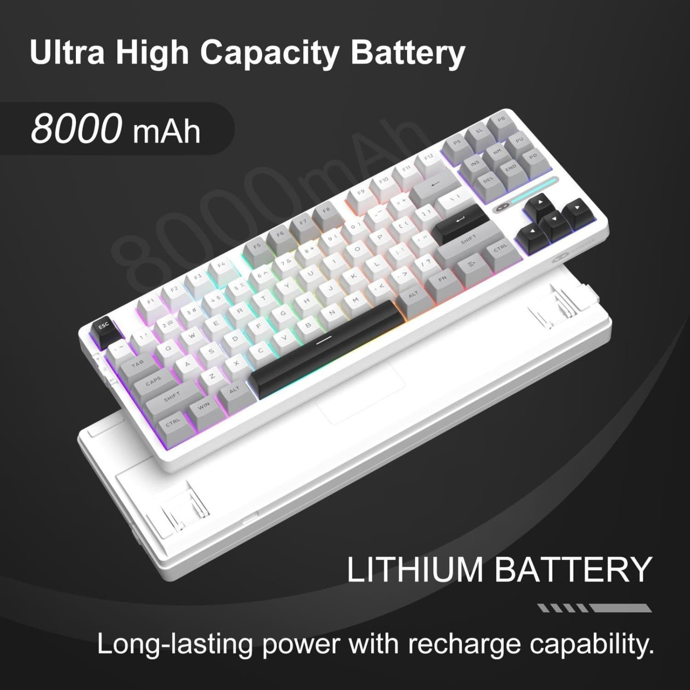 Клавиатура MageGee Light 87 RGB Blue Whale Switch Wireless (6971969728431-UA) Star White (G-000003944)