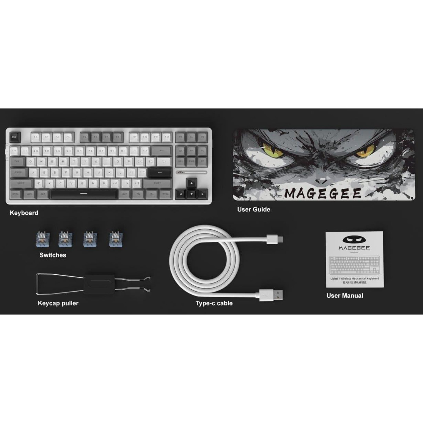 Клавиатура MageGee Light 87 RGB Blue Whale Switch Wireless (6971969728431-UA) Star White (G-000003944)