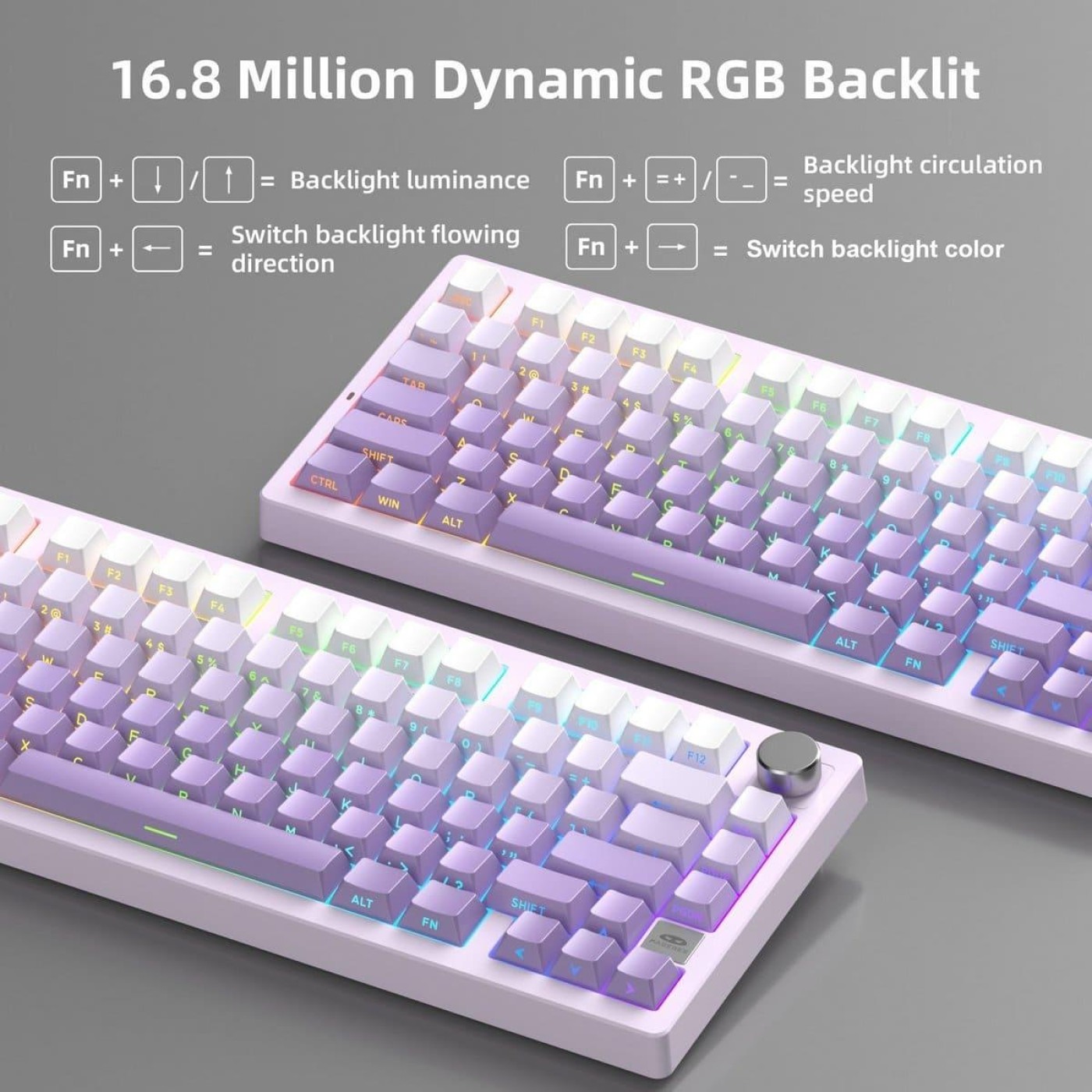 Клавиатура MageGee Light 75 RGB Purple Bird Switch Wireless (6971969728813) White/Purple (G-000003943)