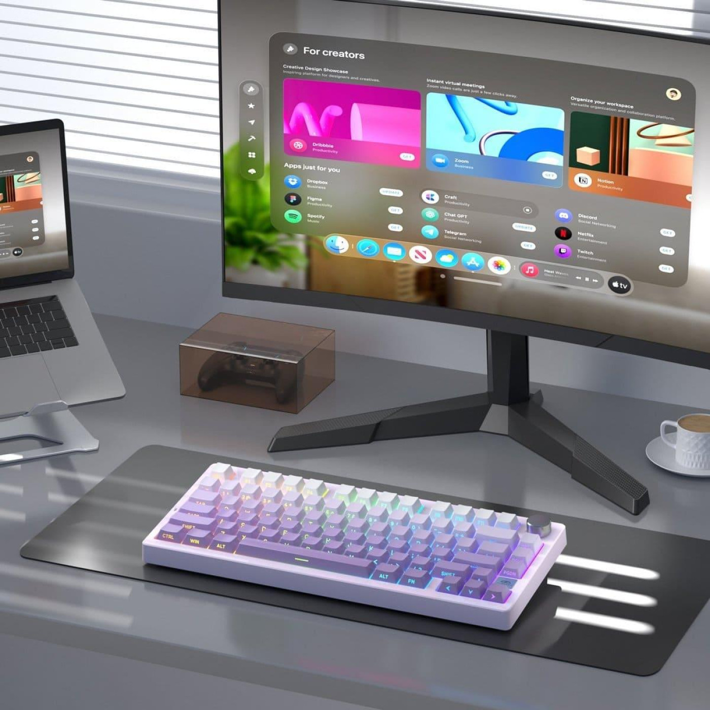 Клавиатура MageGee Light 75 RGB Purple Bird Switch Wireless (6971969728813) White/Purple (G-000003943)
