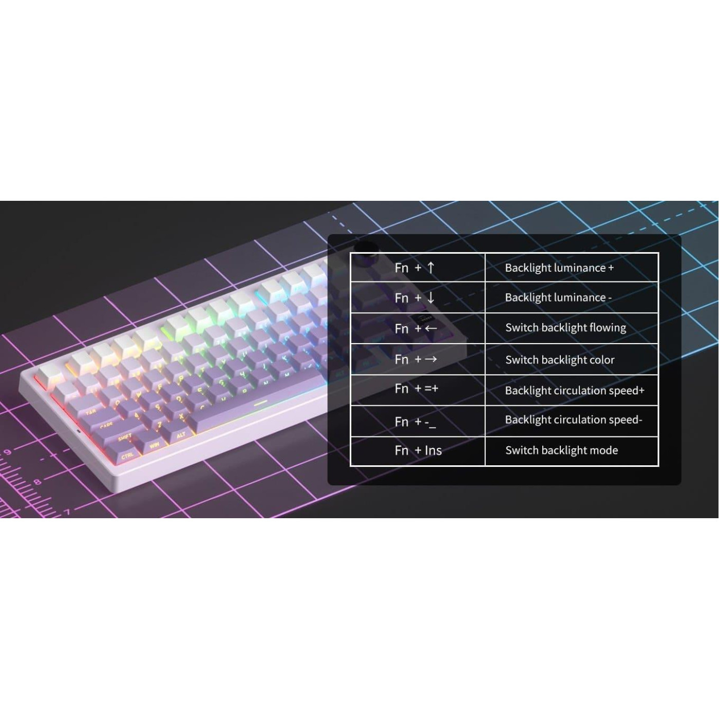 Клавиатура MageGee Light 75 RGB Purple Bird Switch Wireless (6971969728813) White/Purple (G-000003943)