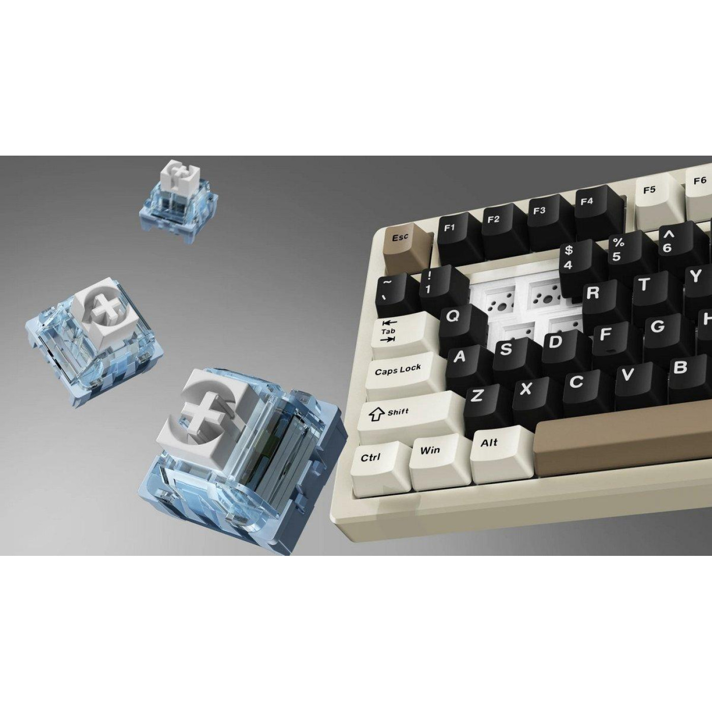 Клавіатура Attack Shark X75 RGB Kailh MX Crystal Switches Wireless (AS-6972792471457-CW-UA) Cheese White (G-000004024)