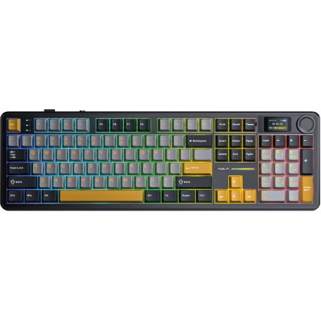 Клавіатура Aula F108 Pro Wireless Gasket Keyboard Reaper Switch 2.4G/BT EN/UA Black (6978080501295)