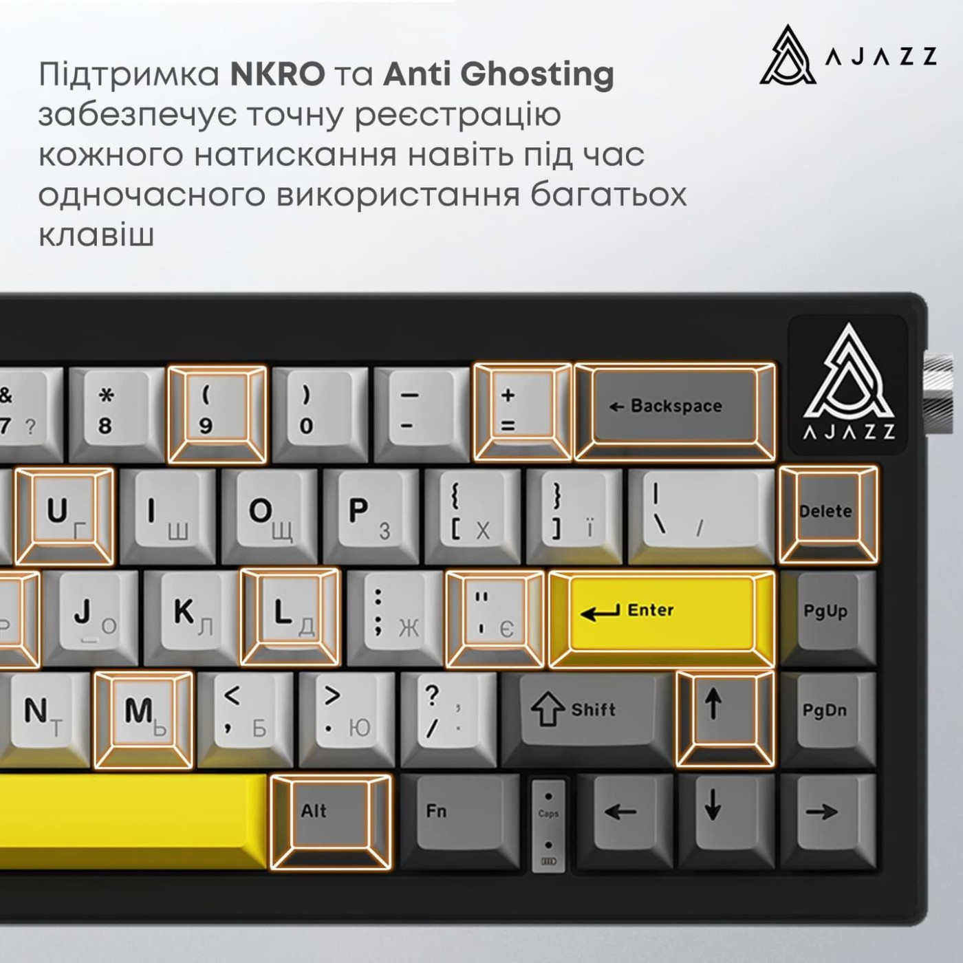Клавиатура Ajazz AK650 Moon Yellow switches Gray White Yellow (AK650-MY-GWY)