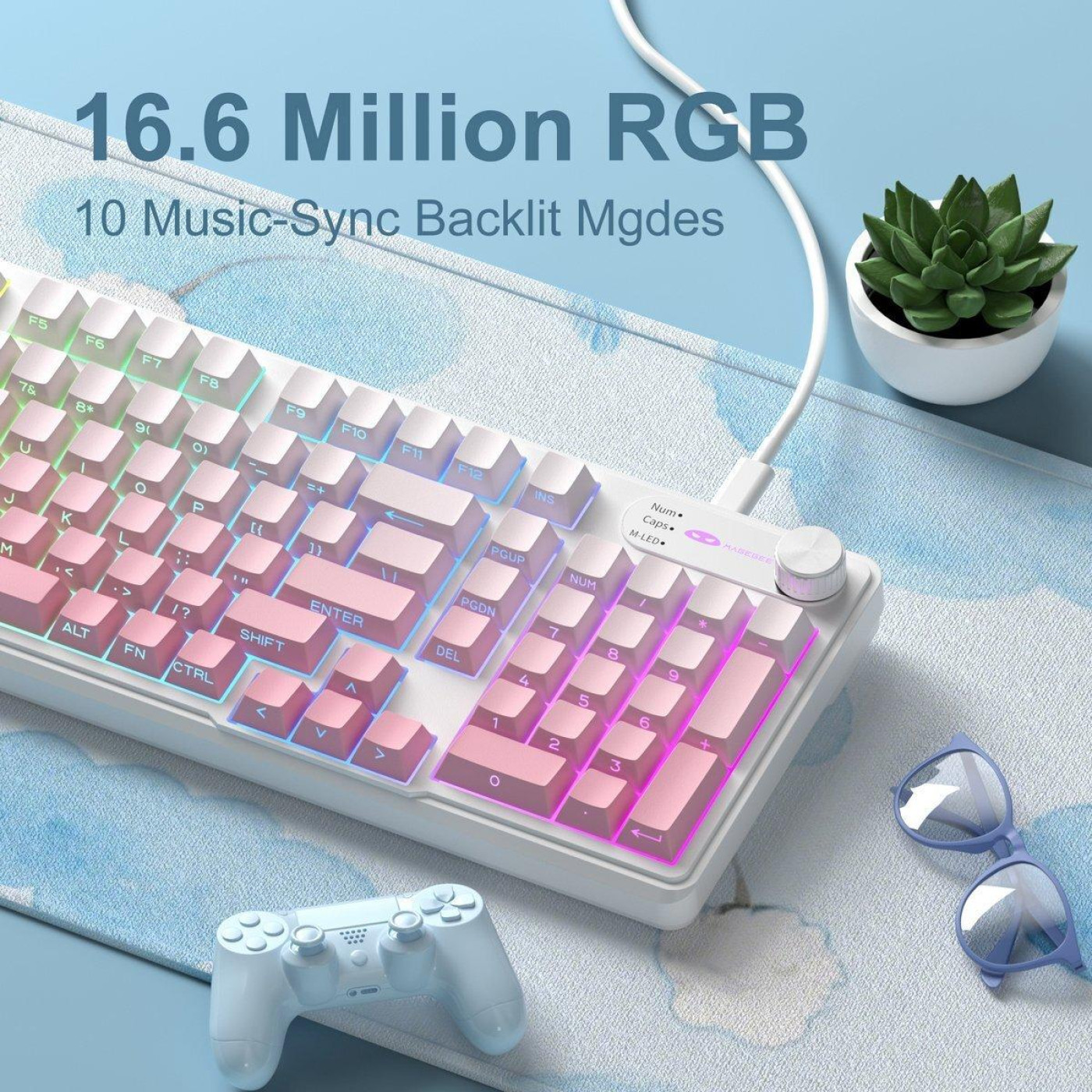 Клавіатура MageGee GK960 RGB (6971969729049) White/Pink (G-000004396)