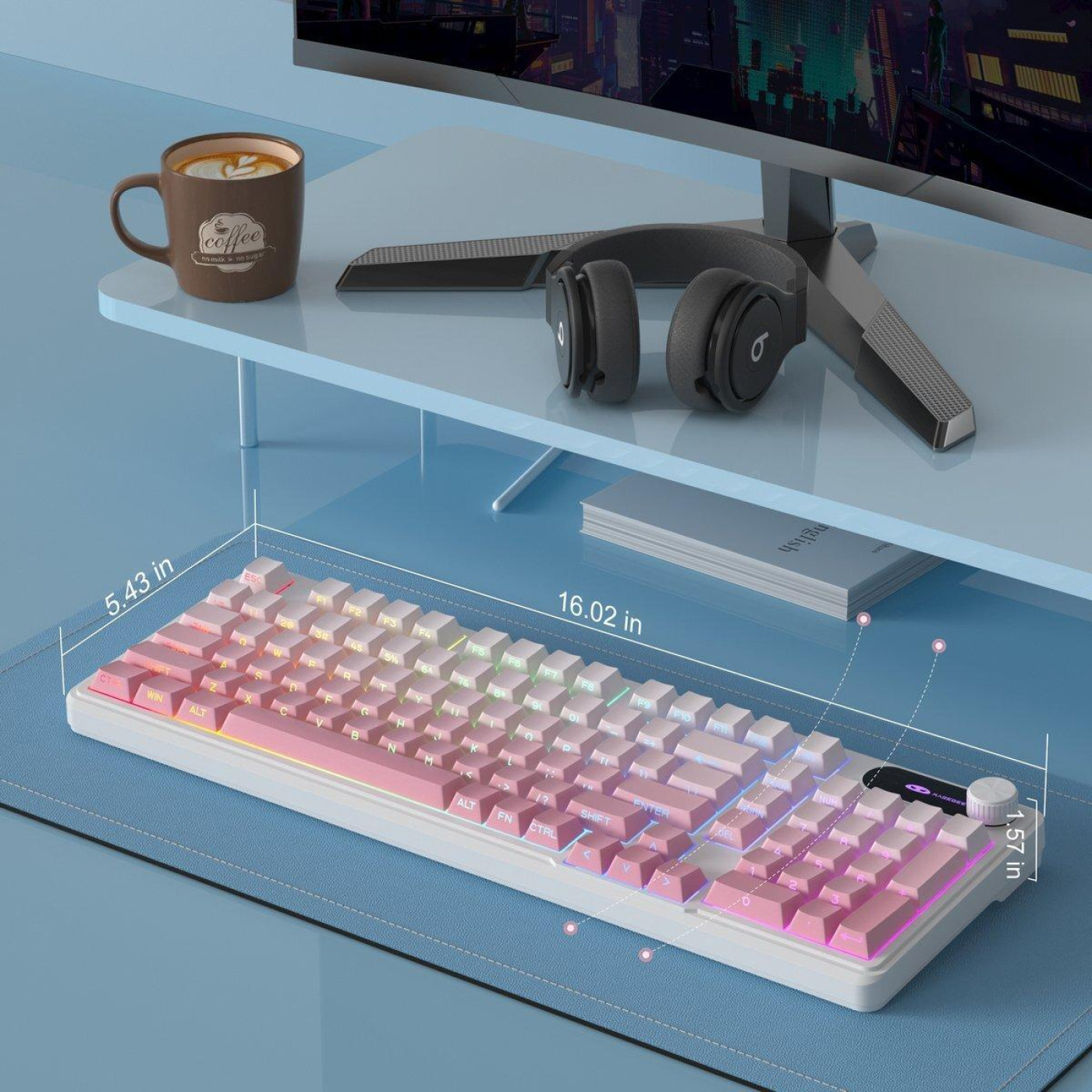 Клавіатура MageGee GK960 RGB (6971969729049) White/Pink (G-000004396)
