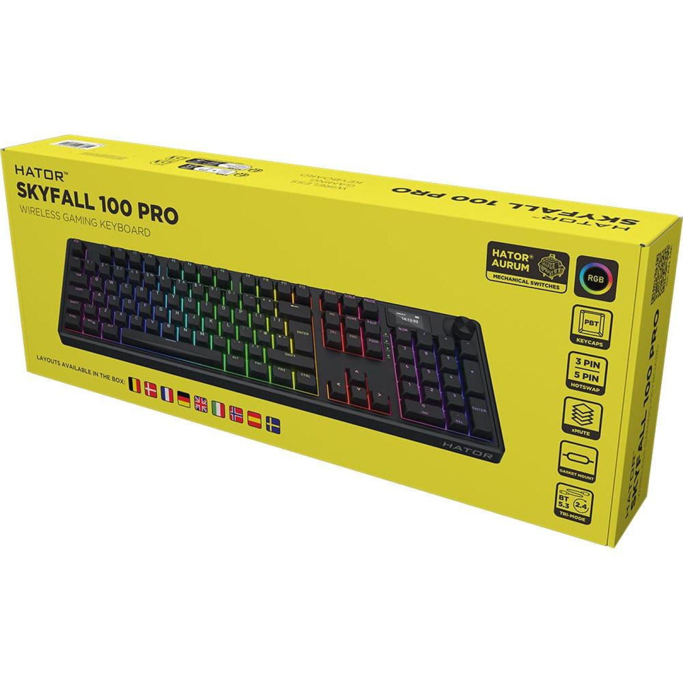 Клавіатура HATOR Skyfall 100 PRO Silent Switches Wireless UK-ISO (Англ.) Black (HTK4101EU)