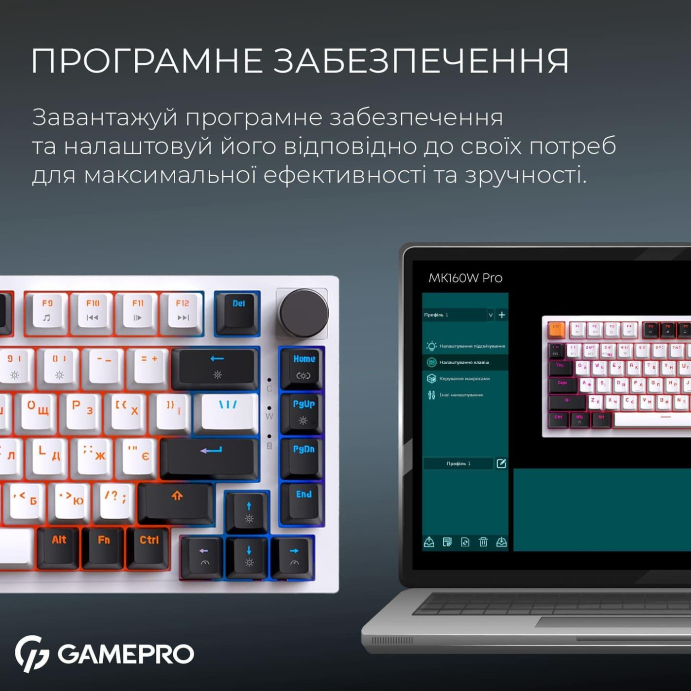 Клавиатура GamePro Asgard Valhalla 75% Exploded QLAB Orange Switches (MK160W Pro)