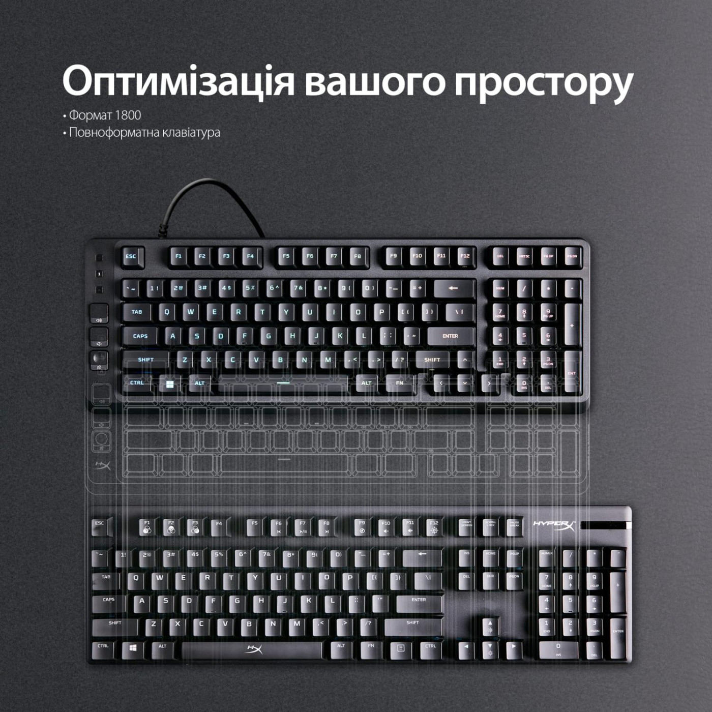 Клавиатура HyperX Alloy Origins EVE 1800 99key Red USB-A EN/UA RGB Black (B7JE0AA)
