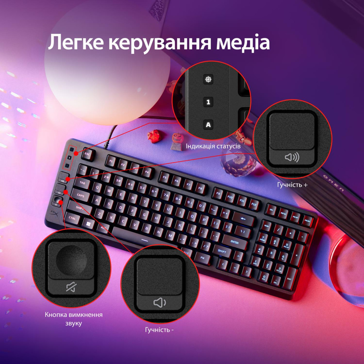 Клавиатура HyperX Alloy Origins EVE 1800 99key Red USB-A EN/UA RGB Black (B7JE0AA)