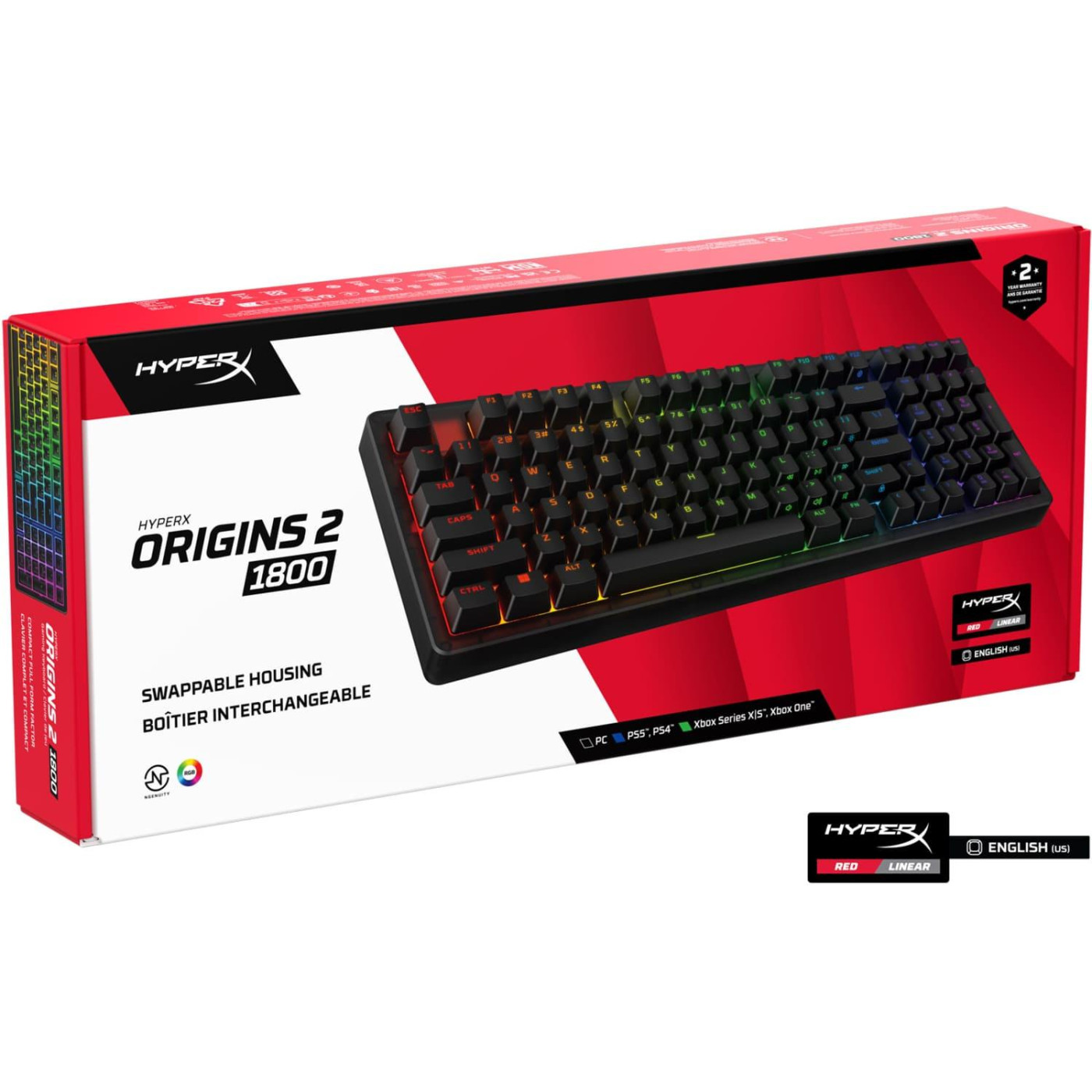 Клавіатура HyperX Alloy Origins 2 1800 103key Red USB-A Hot-Swap EN/UA RGB Black (B4QS4AA)