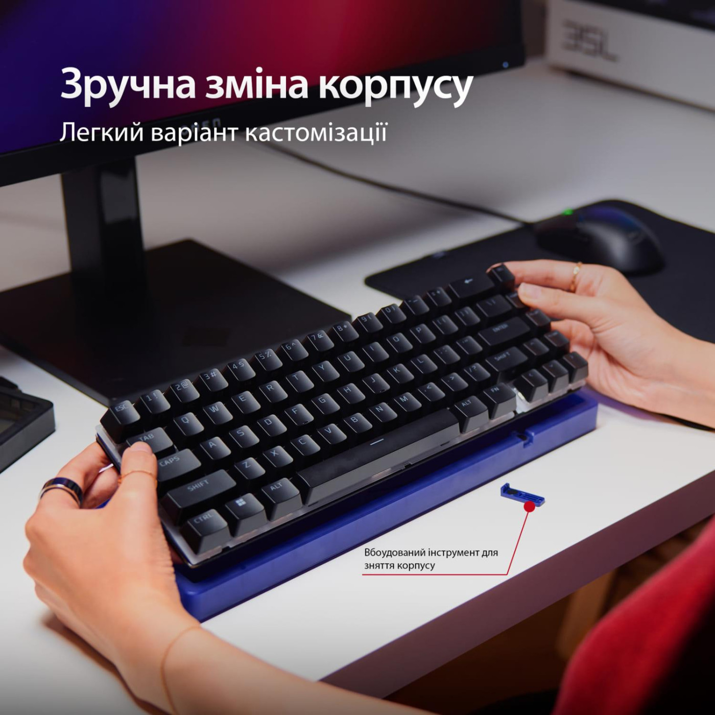 Клавіатура HyperX Alloy Origins 2 65key Red USB-A Hot-Swap EN/UA RGB Black (B4QS3AA)