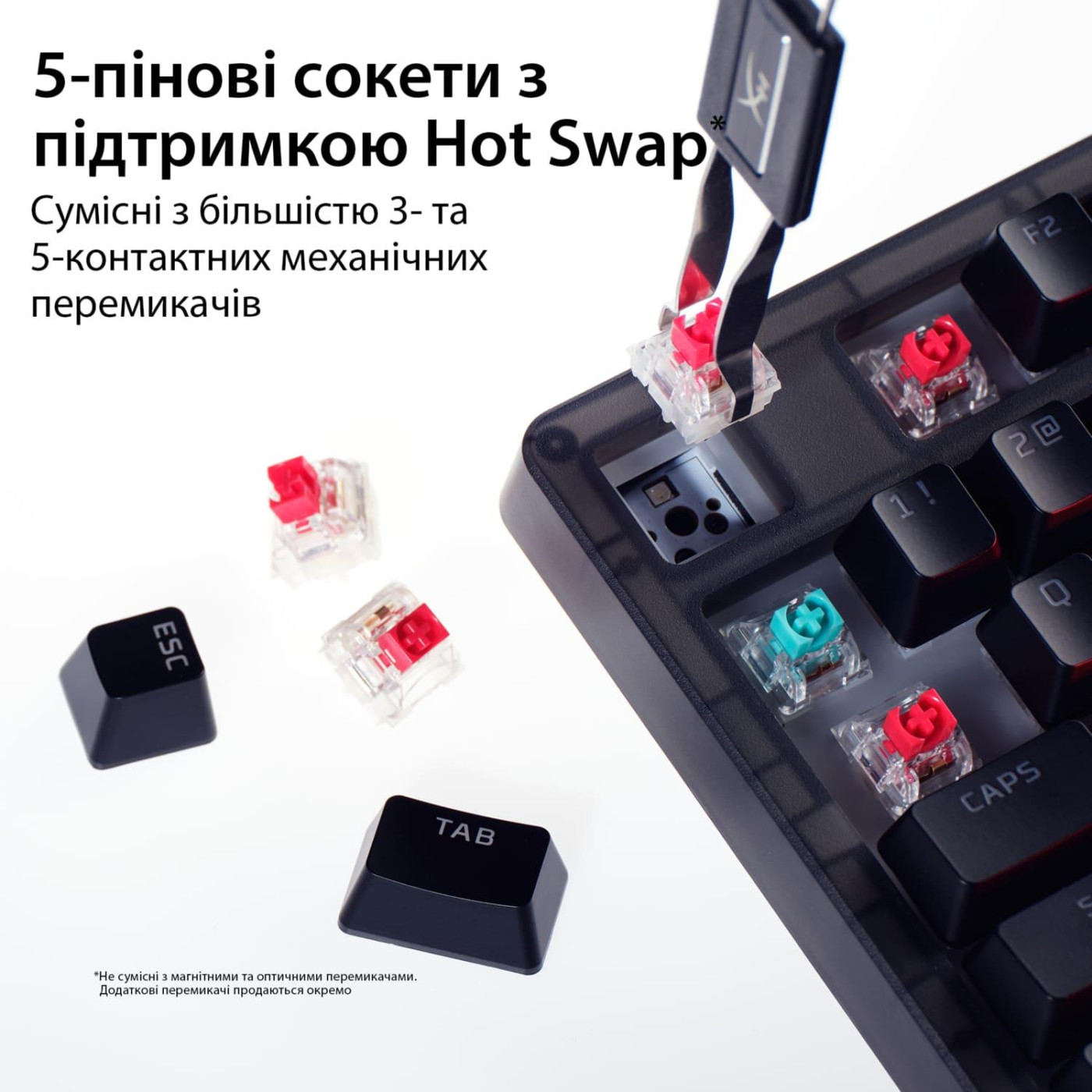 Клавіатура HyperX Alloy Origins 2 65key Red USB-A Hot-Swap EN/UA RGB Black (B4QS3AA)
