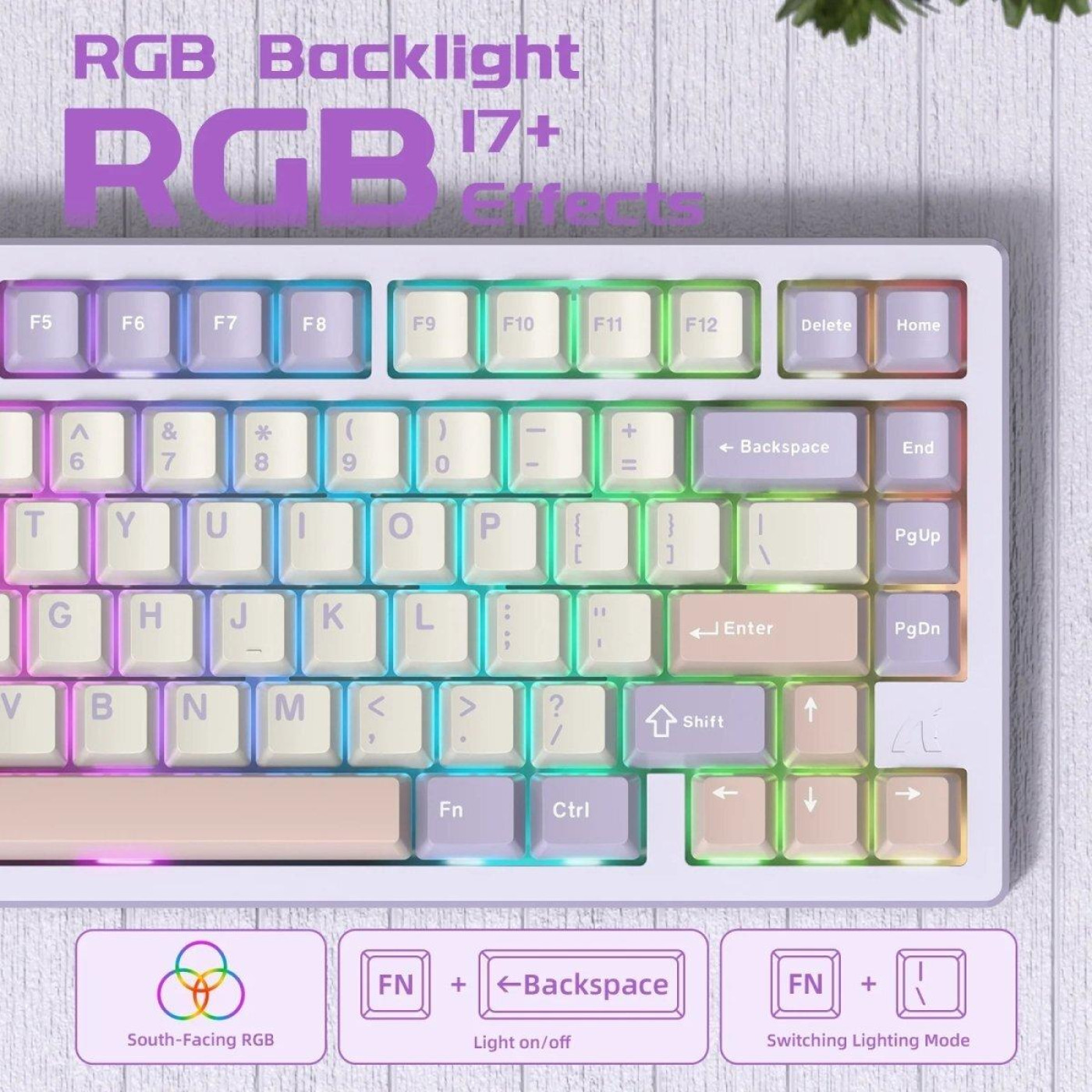 Клавиатура Attack Shark X75 RGB Kailh MX Crystal Switches Wireless (AS-6972792471464-TP-UA) Twilight Purple (G-000004025)