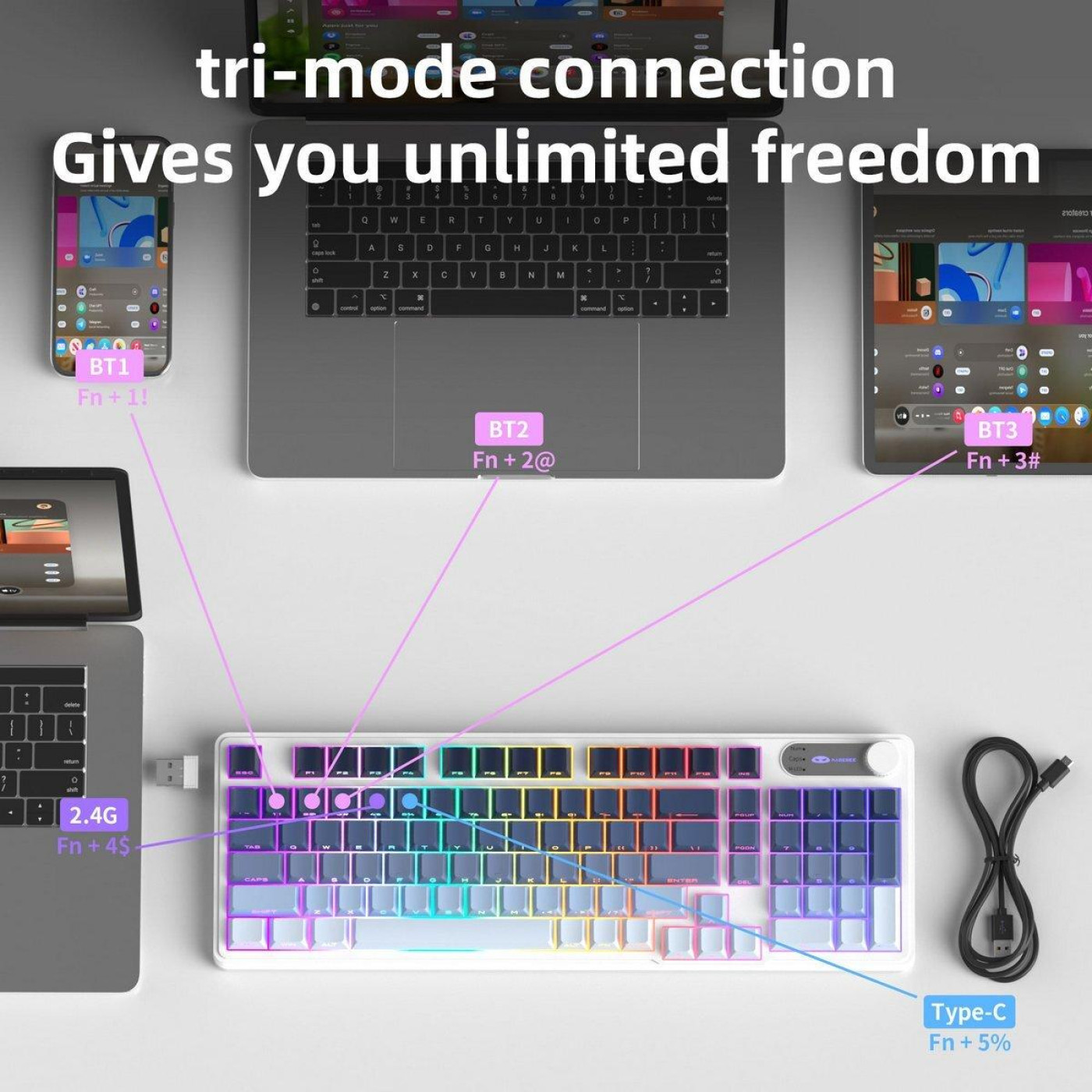 Клавіатура MageGee GK960 RGB Wireless (6971969728936) Black/Blue (G-000004397)
