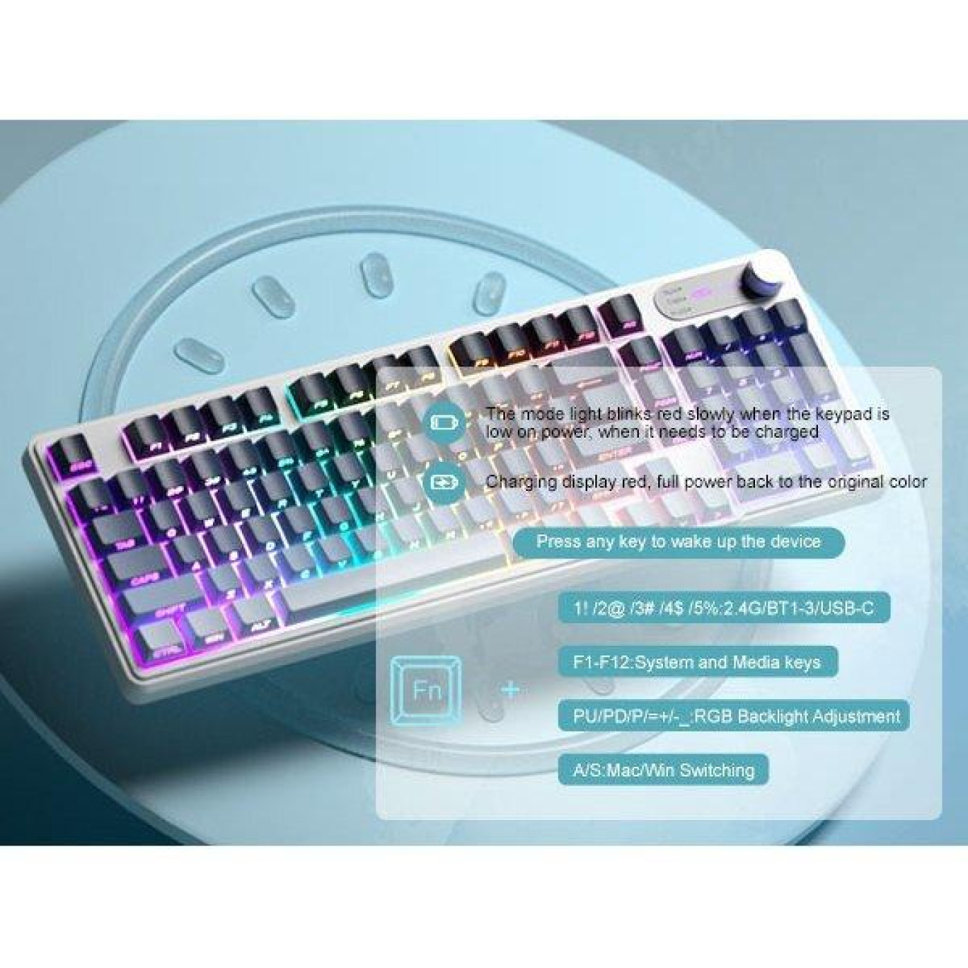 Клавіатура MageGee GK960 RGB Wireless (6971969728936) Black/Blue (G-000004397)